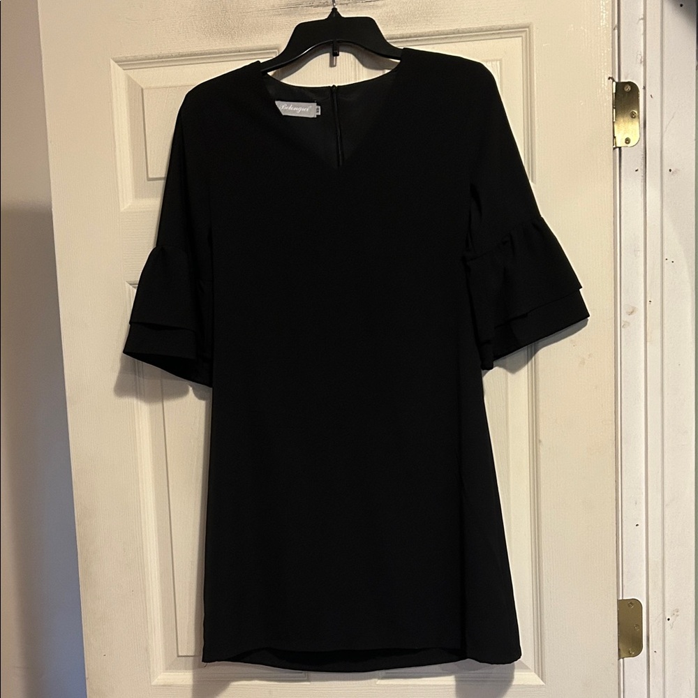 Belongsci Black Ruffle Bell Sleeve Dress Size XS